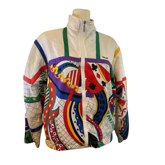 Head Vintage 90's Tennis Jacket, Playing Cards, Size Small - Picture 1 of 7